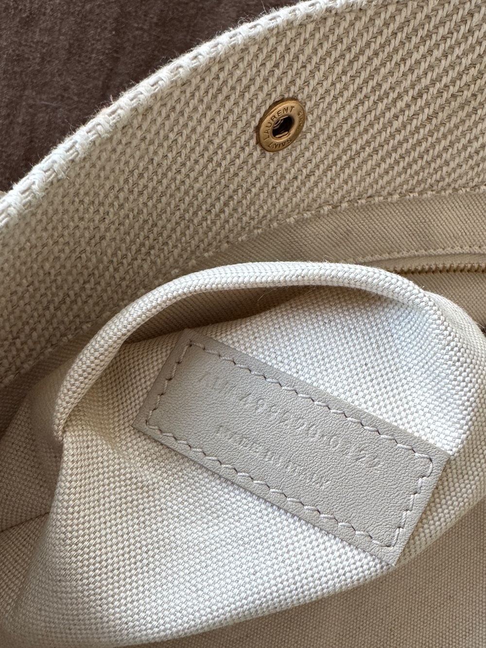 Saint Laurent Rive Gauche Cream Canvas Tote - Picture 5 of 8